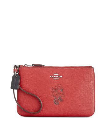 Coach Minnie Mouse Motif Boxed Wristlet in Pebble Leather