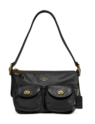 Coach Nylon Vintage Rose Print Interior Cargo Shoulder Bag