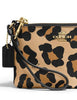 Coach Corner Zip Wristlet in Ocelot Print Grossgrain Leather