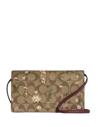 Coach Anna Foldover Clutch Crossbody In Signature Canvas With Wildflower Print