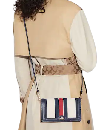 Coach Anna Foldover Clutch Crossbody In Signature Jacquard With Stripes