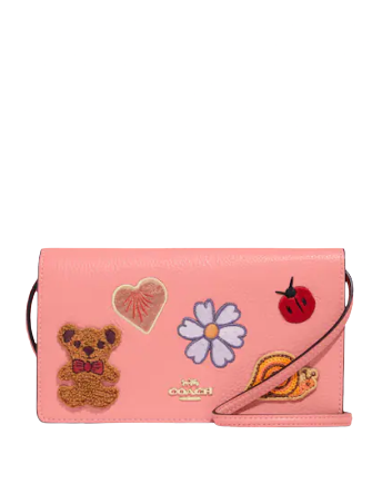 Coach Anna Foldover Clutch Crossbody With Creature Patches