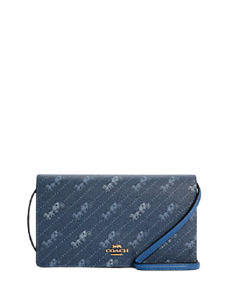 Coach Anna Foldover Crossbody Clutch With Horse And Carriage Dot Print