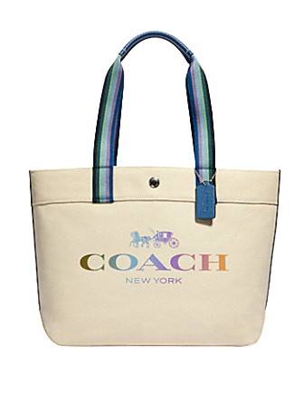 Coach Canvas Tote With Rainbow Horse and Carriage Logo