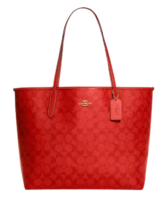 Coach City Tote In Blocked Signature Canvas