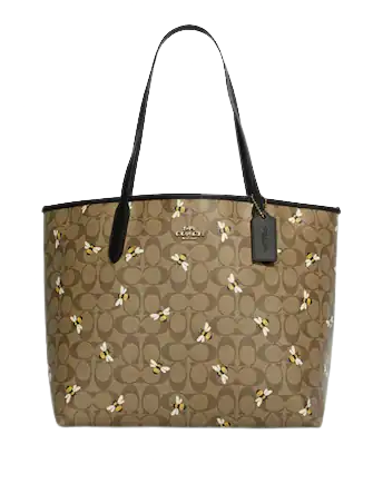 Coach City Tote In Signature Canvas With Bee Print