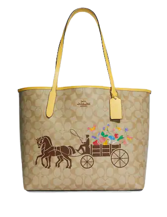 Coach City Tote In Signature Canvas With Dreamy Veggie Horse And ...