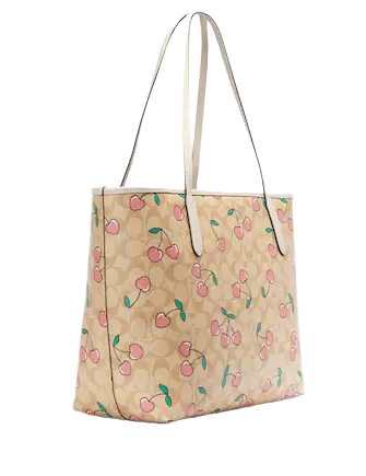 Coach City Tote In Signature Canvas With Heart Cherry Print