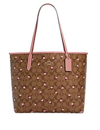 Coach City Tote in Signature Canvas With Heart Floral Print