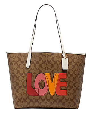 Coach City Tote in Signature Canvas With Love Print