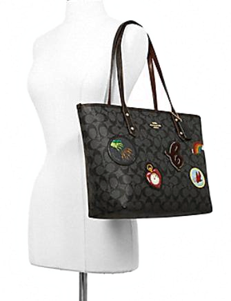 Coach City Zip Tote in Signature Canvas With Wizard of Oz Patches
