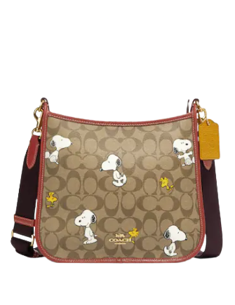 Coach Coach X Peanuts Dempsey File Bag In Signature Canvas With Snoopy Woodstock Print
