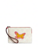 Coach Corner Zip Wristlet In Signature Canvas With Butterfly