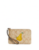 Coach Corner Zip Wristlet In Signature Canvas With Pear