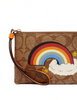 Coach Corner Zip Wristlet In Signature Canvas With Rainbow