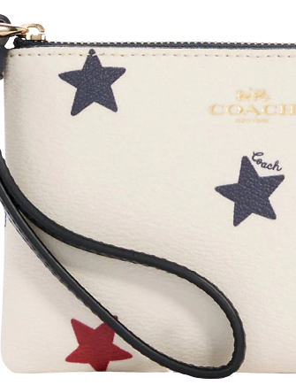 Coach Corner Zip Wristlet With American Star Print