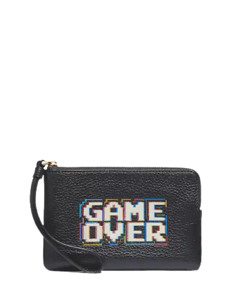 Coach Corner Zip Wristlet With Pac Man Game Over | Brixton Baker