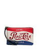 Coach Corner Zip Wristlet With Pepsi Cola Motif