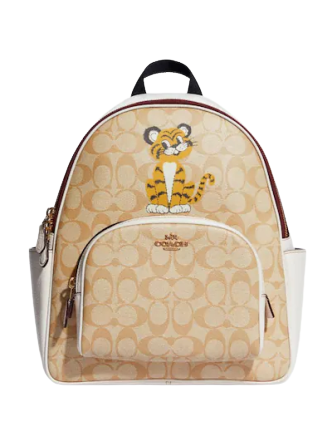 coach backpack with tiger Women's Court (Coated Canvas - Print - Honey - Black), Honey Printed coated canvas and refined pebble leather Inside zip and multifunction pockets Double zip closure fabric lining Handle with 2 1/4 drop Outside zip pocket Adjustable shoulder straps 10 3/4 (L) x 12 1/2 (H) x 4 3/4 (W) Style No. Coach 1941 Leather Backpack -