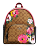Coach Court Backpack In Signature Canvas With Vintage Rose Print