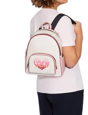 Coach Court Backpack With Stripe Heart Motif