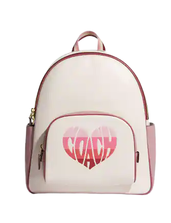 Coach Court Backpack With Stripe Heart Motif