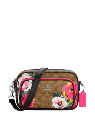 Coach Court Crossbody In Signature Canvas With Vintage Rose Print