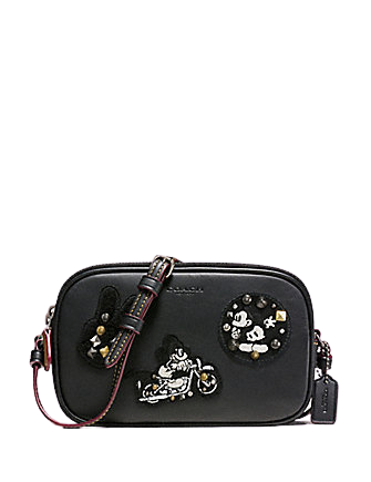 Coach Crossbody Pouch in Glove Calf Leather With Mickey Patches