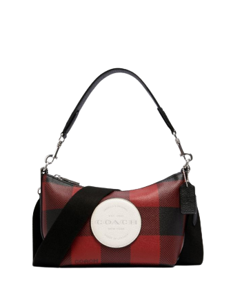 Coach Dempsey Shoulder Bag With Buffalo Plaid Print And Coach Patch