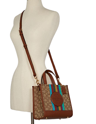 Coach Dempsey Tote 22 In Signature Jacquard With Stripe And Coach Patch