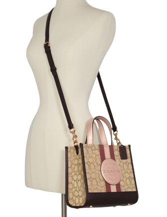 Coach Dempsey Tote 22 In Signature Jacquard With Stripe And Coach Patch