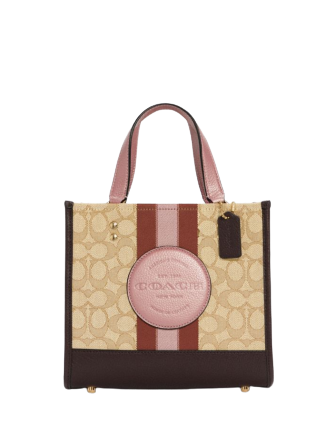 Coach Dempsey Tote 22 In Signature Jacquard With Stripe And Coach Patch