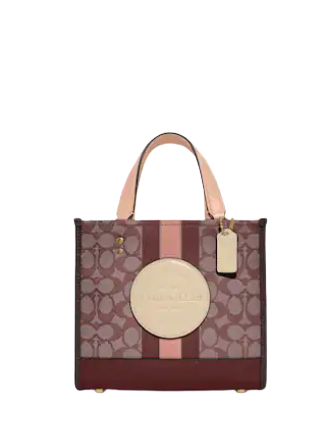 Coach Dempsey Tote 22 In Signature Jacquard With Stripe And Coach Patch
