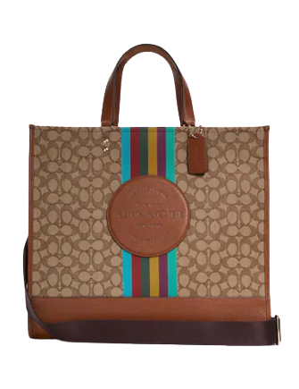 Coach Dempsey Tote 40 In Signature Jacquard With Stripe And Coach Patch
