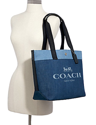 Coach Denim Tote With Horse and Carriage