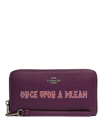 Coach Disney X Coach Long Zip Around Wallet With Signature Canvas Interior And Once Upon A Dream Motif