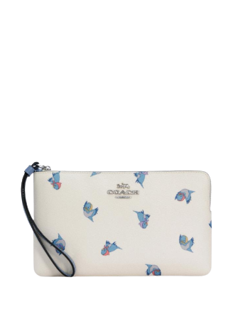 Coach Disney X Large Corner Zip Wristlet With Cinderella Flying Birds Print