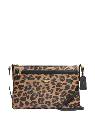 Coach East West Crossbody With Pop Up Pouch With Leopard Print