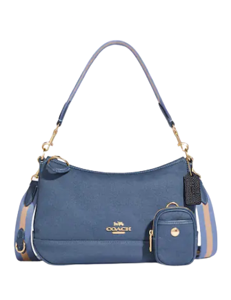 ★関税込み★ Coach SHOULDER BAG Coach Gunmetal Zip Top Signature Canvas & Leather Shoulder