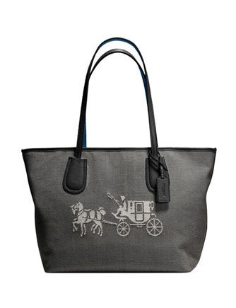 Coach Horse and Carriage Taxi Zip Shoulder Tote in Canvas