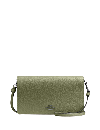 Coach Foldover Crossbody Clutch in Polished Pebble Leather