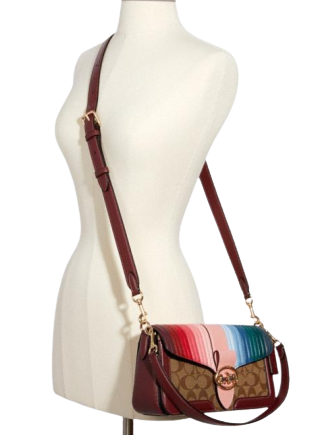 Coach Georgie Shoulder Bag In Signature Canvas With Rainbow Linear Quilting