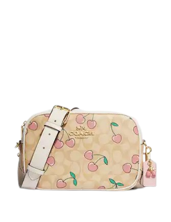 Coach Jamie Camera Bag In Signature Canvas With Heart Cherry Print