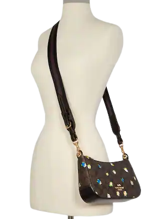 Coach Jes Baguette In Signature Canvas With Vintage Mini Rose Print