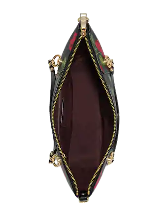 Coach Kacey Satchel In Signature Canvas With Fairytale Rose Print