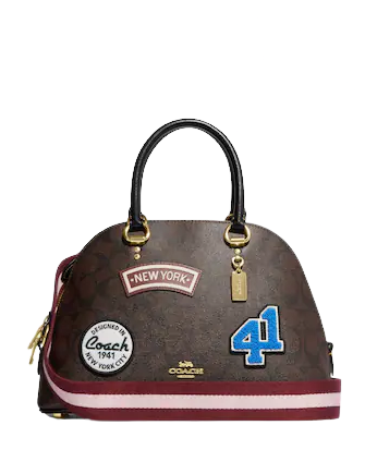 Coach Katy Satchel In Signature Canvas With Ski Patches