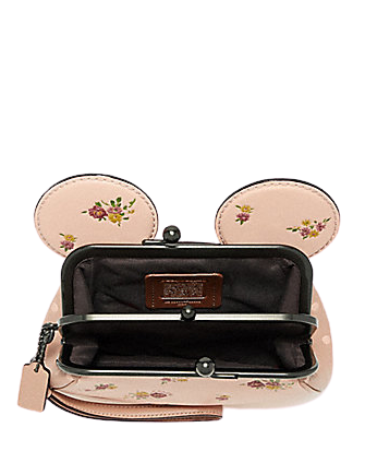 Coach Kisslock Wristlet With Floral Mix and Minnie Mouse Ears