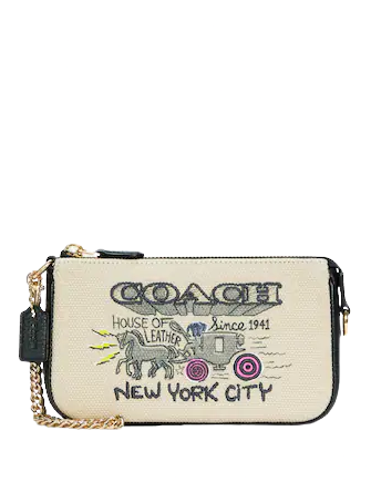 COACH® | Double Slim Wristlet In Signature Canvas With Horse