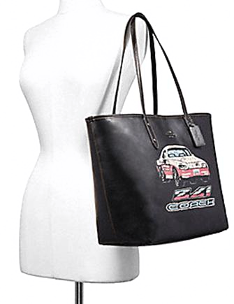 Coach Leather City Tote With Car Motif