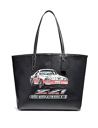 Coach Leather City Tote With Car Motif